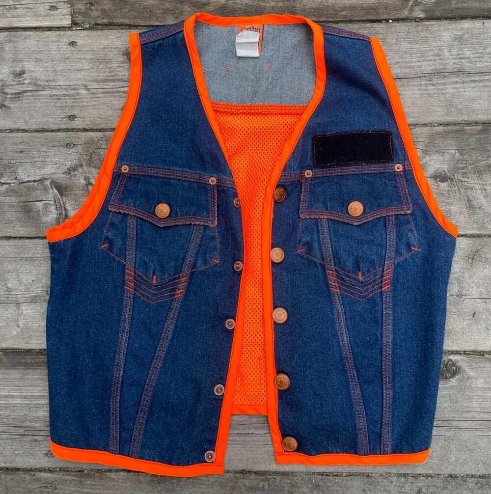 1998 Jean Paul Gaultier Tactical Buckle Net Orange Denim Cargo Modson Small